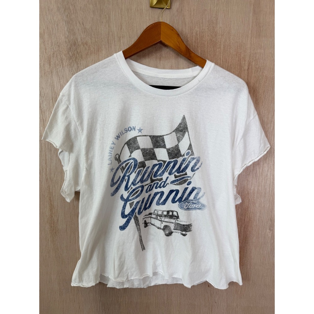 Lainey Wilson Runnin and Gunnin Ford Truck Graphic Tee White Short Sleeve Shirt